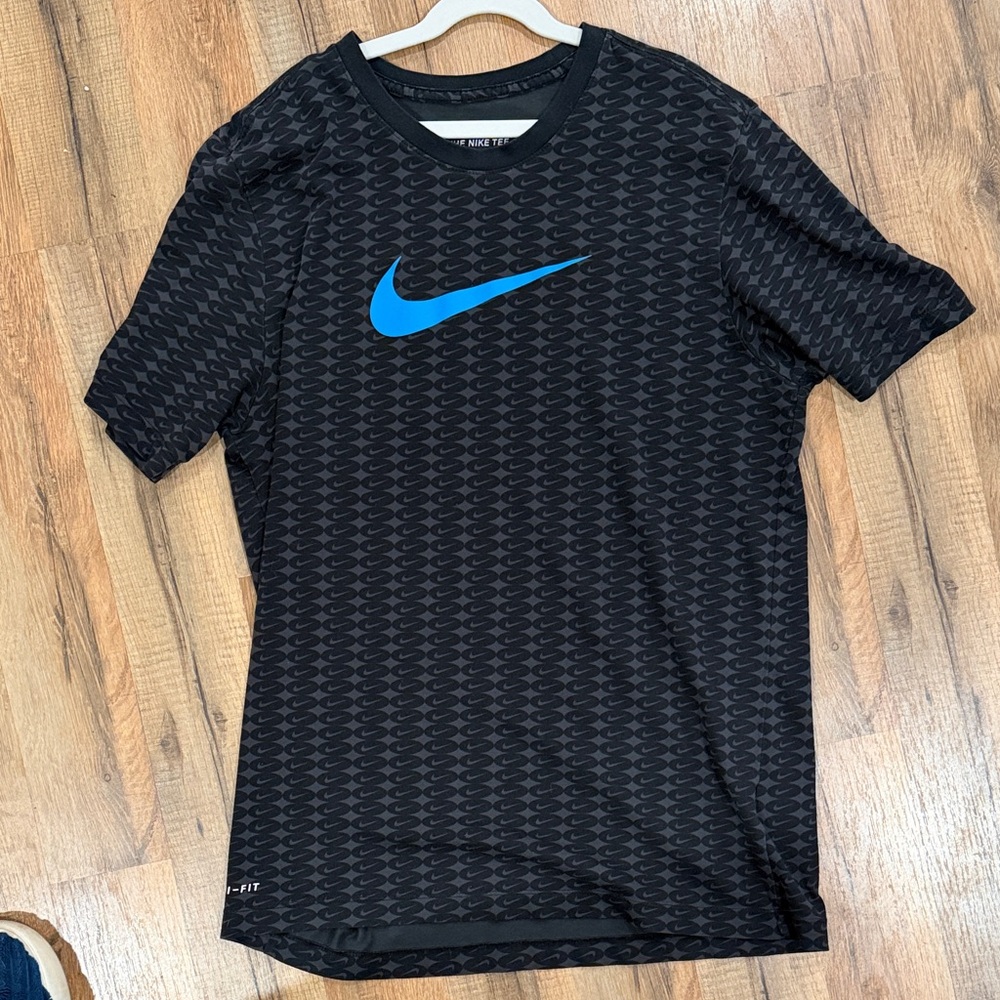 Nike Men’s Black Performance Tee with Blue Swoosh